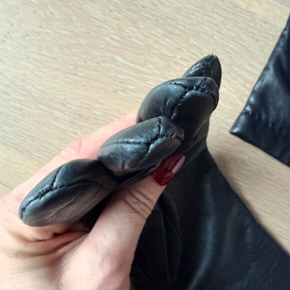 COACH Black 100% Leather Gloves Cashmere Lined Size 7 Gorgeous Vintage - Picture 7 of 11